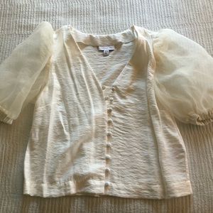 TopShop Puff Sleeve Ivory Blouse